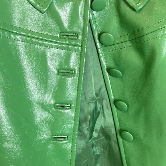 H&M Peacoat Vegan Faux Leather Sz 8 Green Elevated Basic Retro Pop of Color Fall - Picture 6 of 15